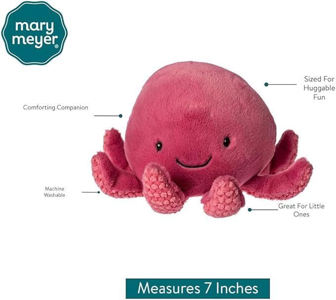 Mary Meyer Stuffed Animal Plush Soft Toy, 7-Inches, Pinky Puff Octopus