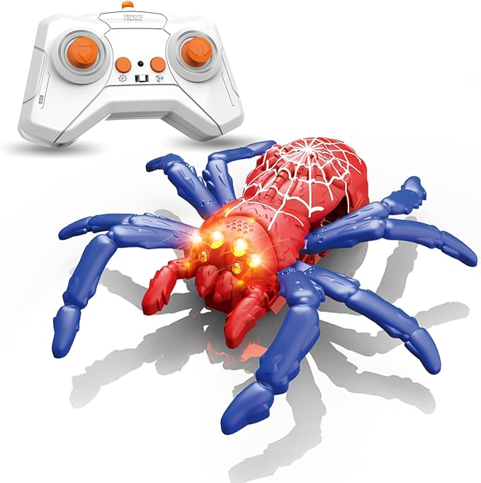 Wall Climbing Gecko Spiders,Realistic Lizard Wall Climbing Toy,Rechargeable Remote Control Robot Kids Toys,Dual Mode Floor & Wall Driving,Christmas Birthday Gift for Boys Girls Ages 3+ (Red)
