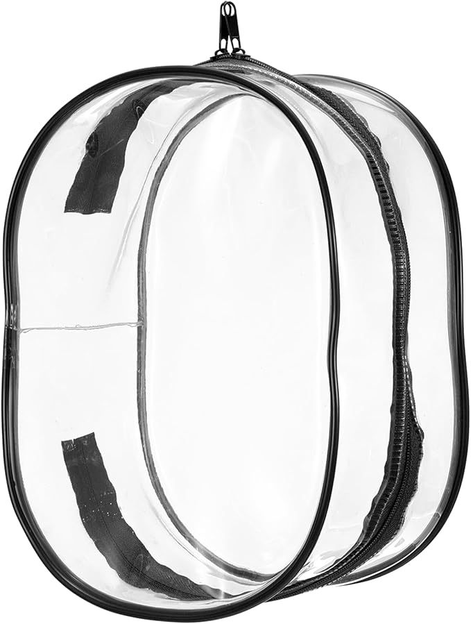 uxcell Figure Display Bag, 6 x 3.7 x 8.7 Inch PVC Oval Portable Dolls Pouch Carrying Case Storage Bag Keychain Charm for Showing Off Boxes Dolls, Black