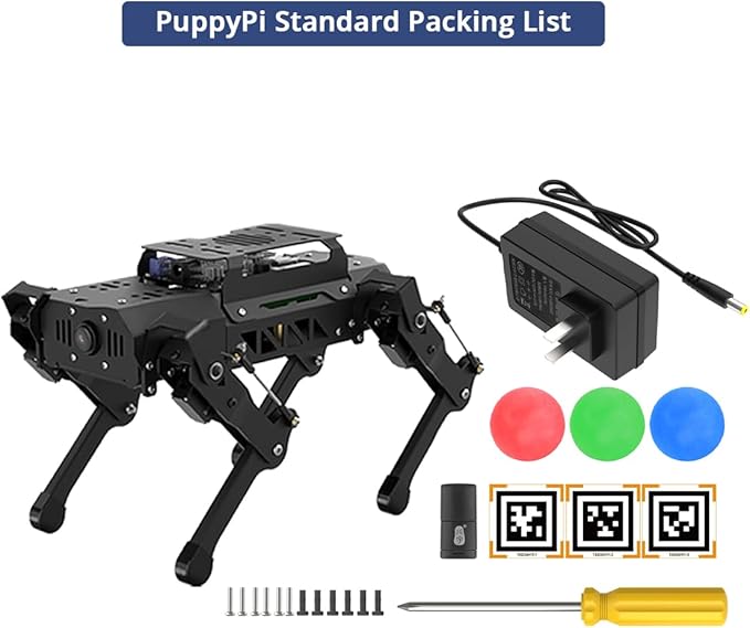 PuppyPi ROS2 Robot Dog with ChatGPT Large AI Models AI Embodied Intelligence Robotic Dog Vision Scene Voice Command Understanding Bionic Quadruped ROS Education Robot, Standard & RaspberryPi5 8GB