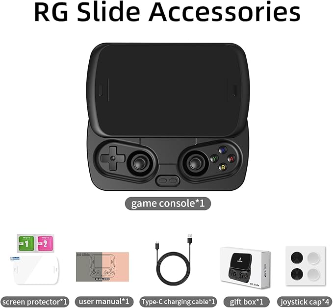 Anbernic RG Slide Retro Handheld Game Console , 4.7-inch LTPS in-Cell Screen Capacitive Joystick Android 13 System Support AI Assistant 5G WiFi Bluetooth 5.0 NO Game Card(Black-New)