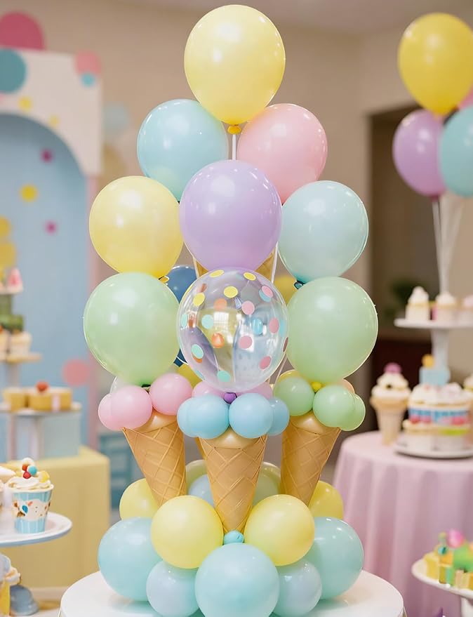 Pastel Balloons, 50PCS 12 Inch Easter Balloons with Clear Polka Dot Balloon, Macaron Pink, Blue, Green, Purple & Yellow for Birthday, Baby Shower & Spring Party Decorations