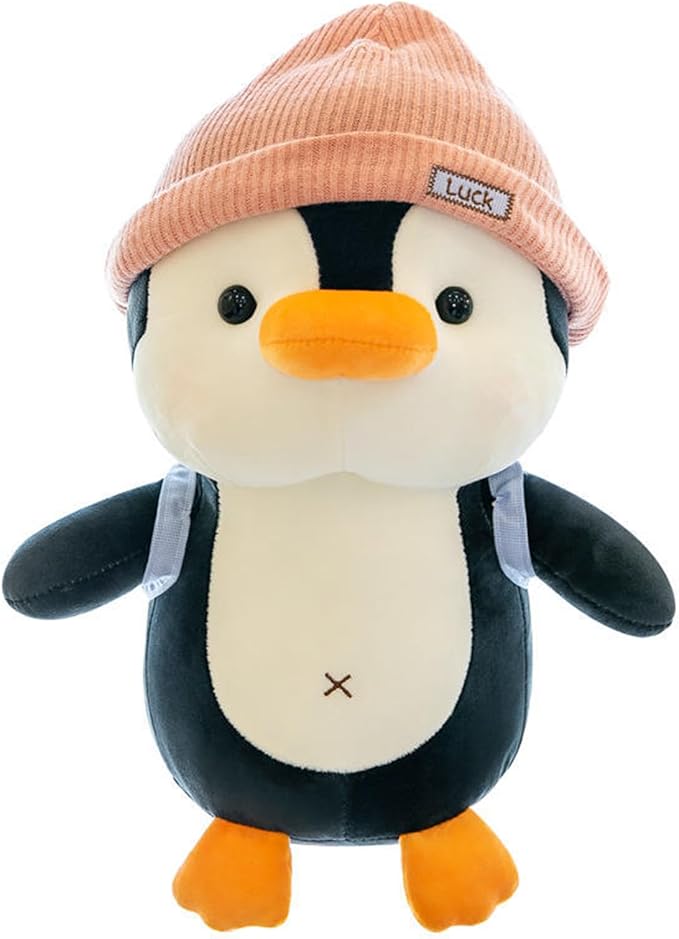 9 inches Penguin Stuffed Animals Soft Plush Cute Travel with Hat Backpack Doll for Boys Girls