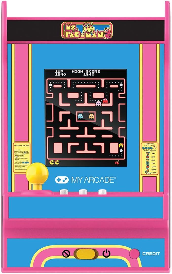 My Arcade Ms. Pac-Man Nano Player - 4.8" Mini Arcade, 2.4" Screen, Arcade Classics, Retro Consoles