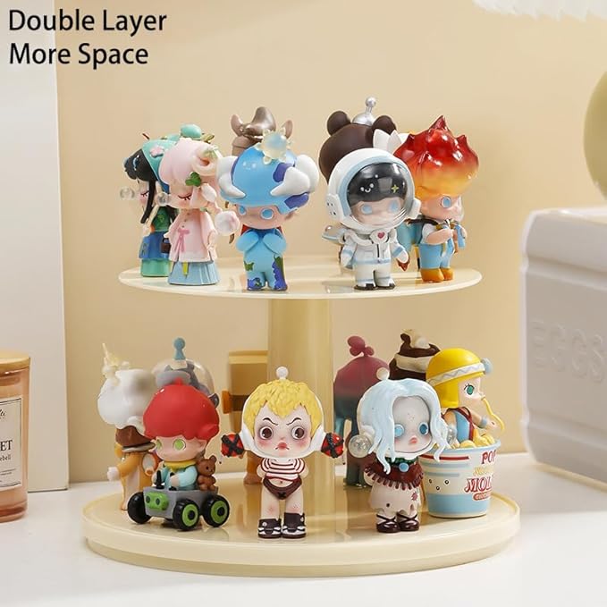 Clear Figures Display Case with Rotatable Stackable Figures Blind Box Doll Display Stand for Pop Mart Lego Collectibles Action Figures