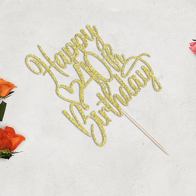 Gold Glitter Happy 40th Birthday Cake Topper - Cheers to 40 Years Cake Topper, 40 & Fabulous Cake Decoration for Hello 40th Birthday Anniversary Party Cake Decorations Supplies
