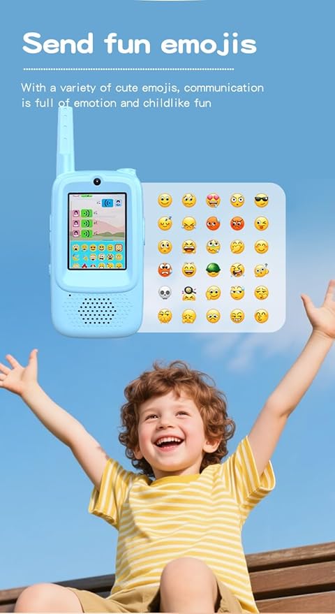 Kids Video Walkie Talkie Set, 2 Video Walkie Talkie Toys for Kids with 2.0" Screen, Voice Changer, Voice Chat,Photo Share,Emojis,300m Range, Blue and Pink, for Children 3-12 Years (Pink+Blue)