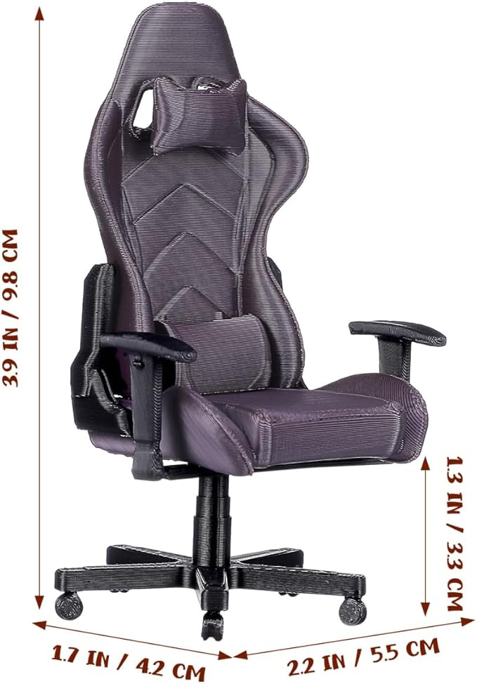 1:12 Scale Miniature Gaming Chair - Doll Computer Chair Model Decor Dollhouse Furniture Accessories for Gamer Collectors, Mini Office Decor & Micro Scene Prop