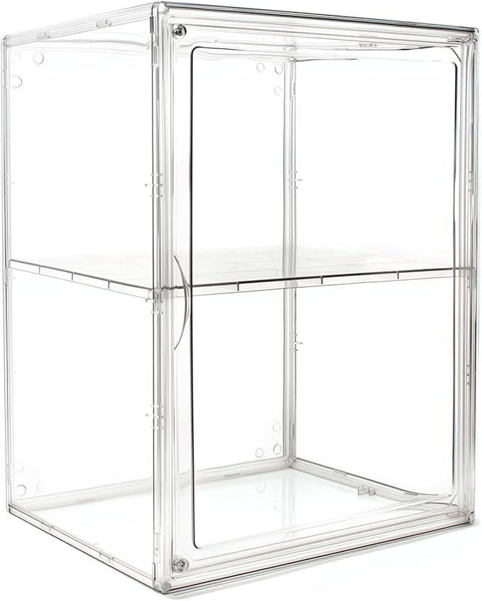 Clear Display Case Compatible with Labubu POP MART, Acrylic Clear Display Box Shelf for POP MART Labubu Doll 2 Tier with Magnetic Lids Figure Display Case for Collectibles(XL-1Pack-2Tier)