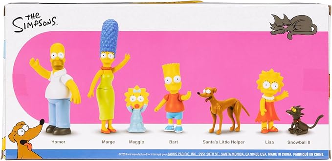 Disney The Simpsons Action Figures Family Multi-Pack 2.5” Scale Figures, Includes Homer, Marge, Bart, Lisa, Maggie, Santa’s Little Helper, and Snowball II