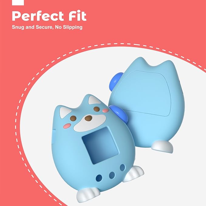 for Tamagotchi Paradise Case,Cute Standing Dog Silicone Protective Cover for Tamagotchi Paradise Electronic Pet,Waterproof Washable Shockproof Anti-Drop 360Full Protection,Puppy Style (Blue)