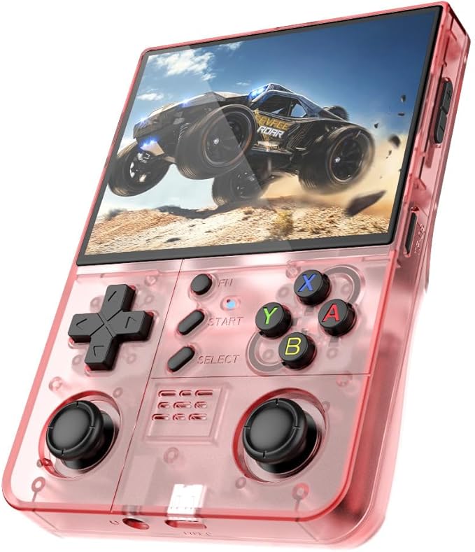 R40XX PROMAX Retro Handheld Game Console,15000+ Games with Open Source Linux System,30+Emulators,4.2-Inch IPS Screen Portable Game Console,4500mAh Battery,Gifts for Adult (Pink)