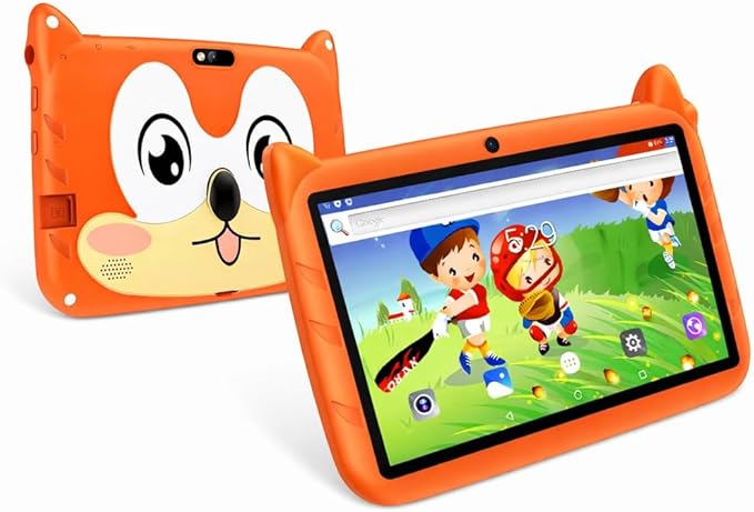 7 Inch Kids Tablet Android 13, WiFi Tablet for Children, 4GB RAM 64GB Storage, Dual Camera, Parental Control, Learning & Entertainment Tablet for Kids (Orange)