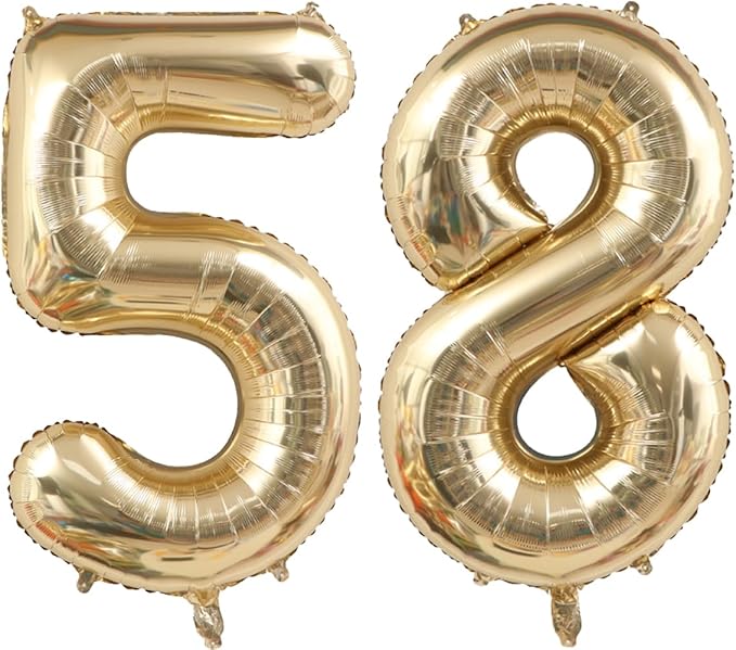 40 Inch Light Gold 58 Number Balloons White Gold Giant 85 Foil Mylar Helium Large Digital Champagne Gold Birthday Numbers Jumbo Balloons 58th or 85th Anniversary Party Decorations Supplies