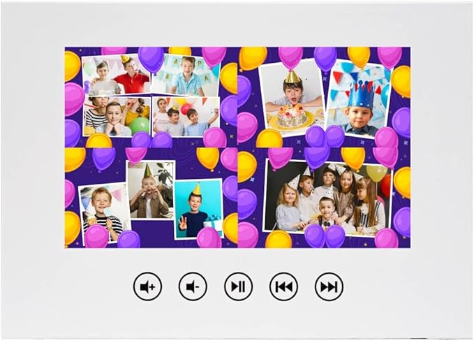 Birthday Greeting Video Card for Boys – Custom Slideshow Gift – Upload Your Favorite Photos – 7” Display, USB Rechargeable, 256MB Storage, Full Color LCD