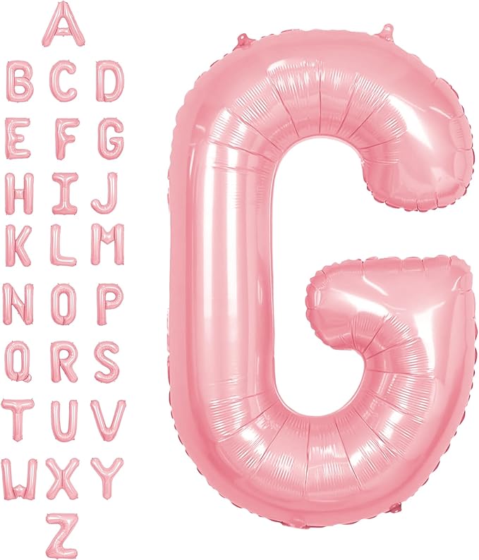 SUWEN 40 Inch Pink Large G Letter Balloons Big Foil Helium Letter Balloons A-Z Jumbo Mylar Happy Birthday Party Decorations for Girl Anniversary Party Supplies