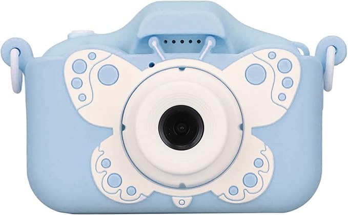 GOWENIC X7 Butterfly Kids Camera with 2 Inch Screen, Dual Cameras, Support MP3 Video Recording Toddler, ABS and Silicone Material, for Kids Ages 3 to 10 Years Old, Birthday Gift(Blue)