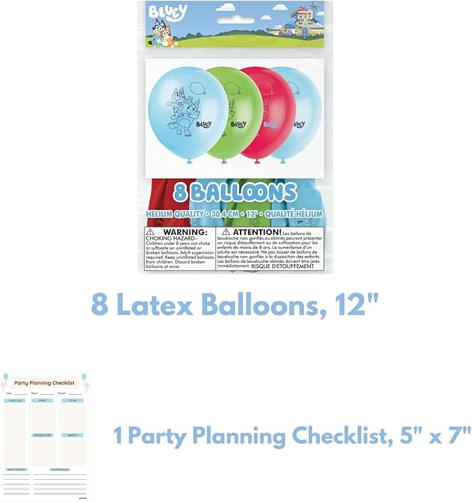 Unique Bluey Balloons Bundle - Bluey Themed Balloons Latex & Foil, with Checklist - Bluey Birthday Decorations, Bluey Party Supplies, Bluey Party Decorations