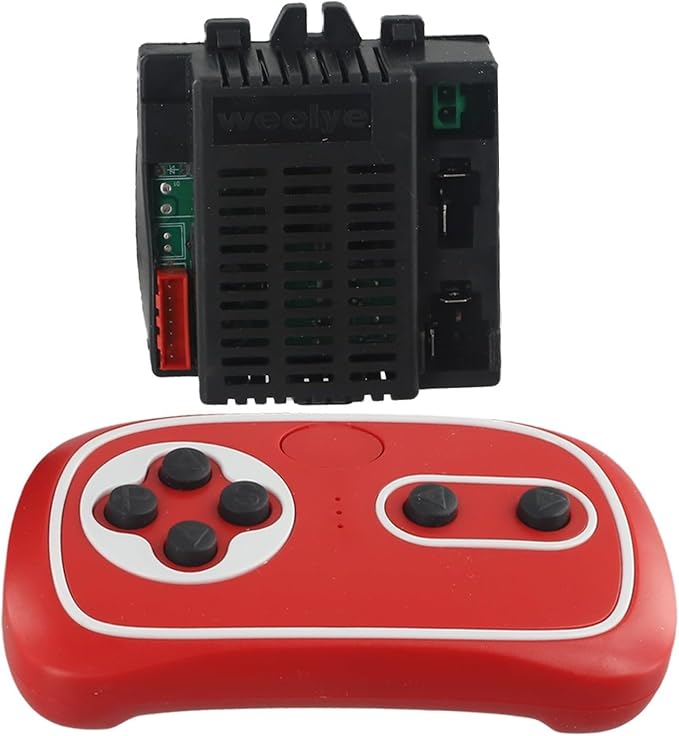 2.4G RC Remote Control Receiver 6V 12V 24V Electric Motor Controller Compatible for Children Electric Toy Car with Battery Installation Instructions(RX18 B 12V Full set red)