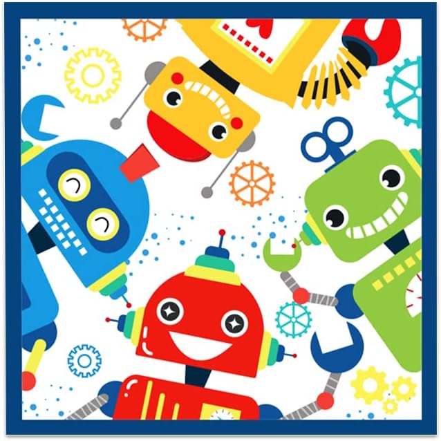 Robot Party Plates and Napkins for 24 Guests 64 Pcs Robot Birthday Party Supplies Disposable Tableware Set Robots Paper Plates Napkins for Robots Theme Birthday Party Supplies