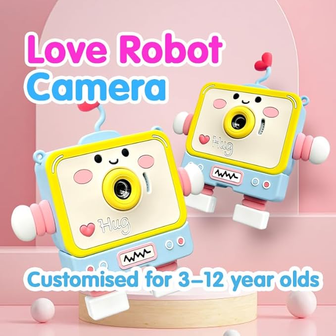 Kids Camera for 3-12 Year Old Children, 2 Inch Screen Kids Camera Toy 1080P Video Camcorder with Cartoon Robot Soft Silicone Cover Ideal Gift for Kids, 32G FT Card Included