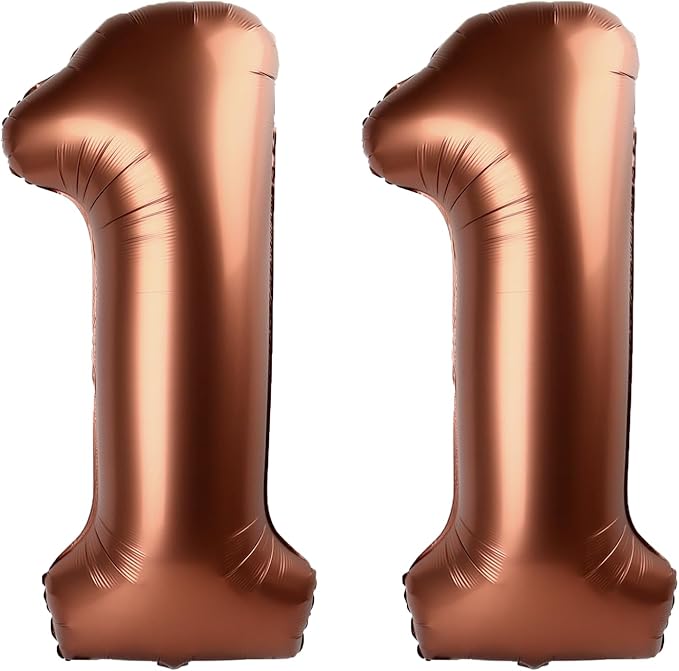 40 Inch Dark Brown Balloon Number 11,Chocolate Jumbo Mylar Foil Helium Balloon for 11th Digital Balloons for Birthday Party,Wedding Anniversary Party Decorations