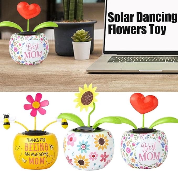 2Pcs Dancing Solar Toys, Cute Solar Power Flip Flap Flower Insect, Car Swinging Dancing Toy Car Windowsill Decoration Dashboard Office Home Decor, Learning and Education