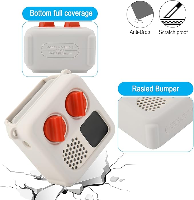 TXEsign Silicone Case Cover for Yoto Mini (2024 Edition), Travel Carrying Case with Adjustable Shoulder Strap Protective Cover for Yoto Mini Player (White Smoke)