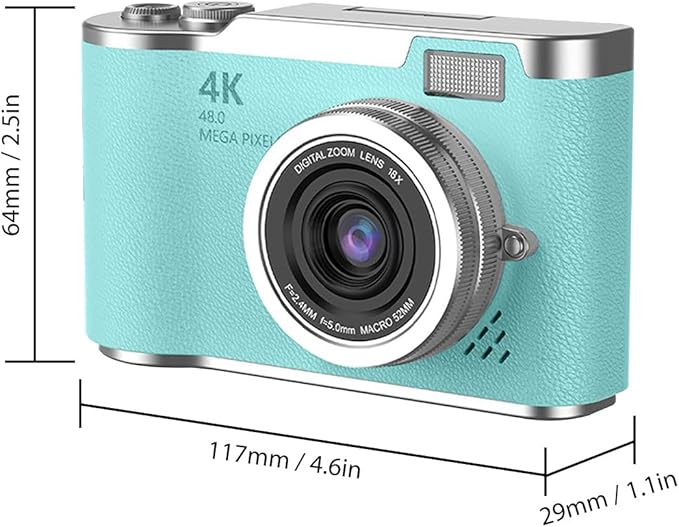 Denash Foldable Screen Kids and Beginners Camera,4K Digital Camera for Photography,48MP Digital Foldable Support 16X Zoom with Flip Scree (Green)