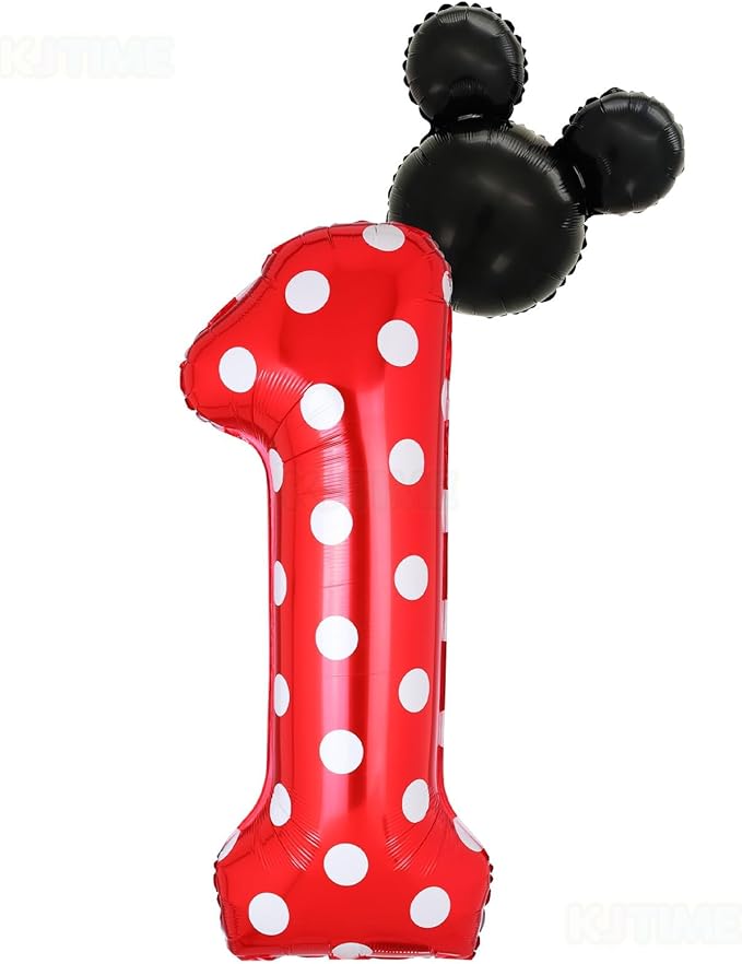 40 Inch Number 1 Foil Balloon Red Polka Dot for 1st Birthday Kids Balloons Party Supplies Decorations