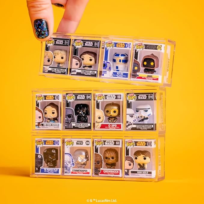 Funko Bitty POP! Star Wars - Luke, 4-Pack - Luke Skywalker, OBI-Wan Kenobi, Jawa and A Surprise Mystery Mini Figure - 0.9 Inch (2.2 Cm) Collectable - Stackable Display Shelf Included - Gift Idea