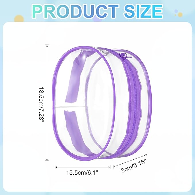 uxcell Figure Display Bag, 6.1 x 3.1 x 7.3 Inch PVC Oval Portable Dolls Pouch Carrying Case Storage Bag Keychain Charm for Showing Off Boxes Dolls, Purple