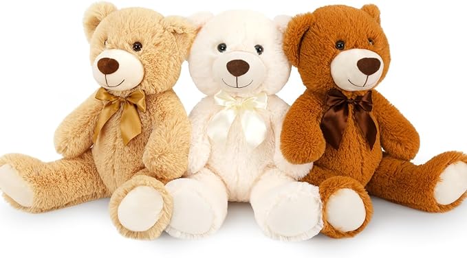 MorisMos Medium Teddy Bear Stuffed Animals, 18 Inch Bulk Teddy Bears Plush for Kids, Medium Size Bears for Nursery, Baby Shower