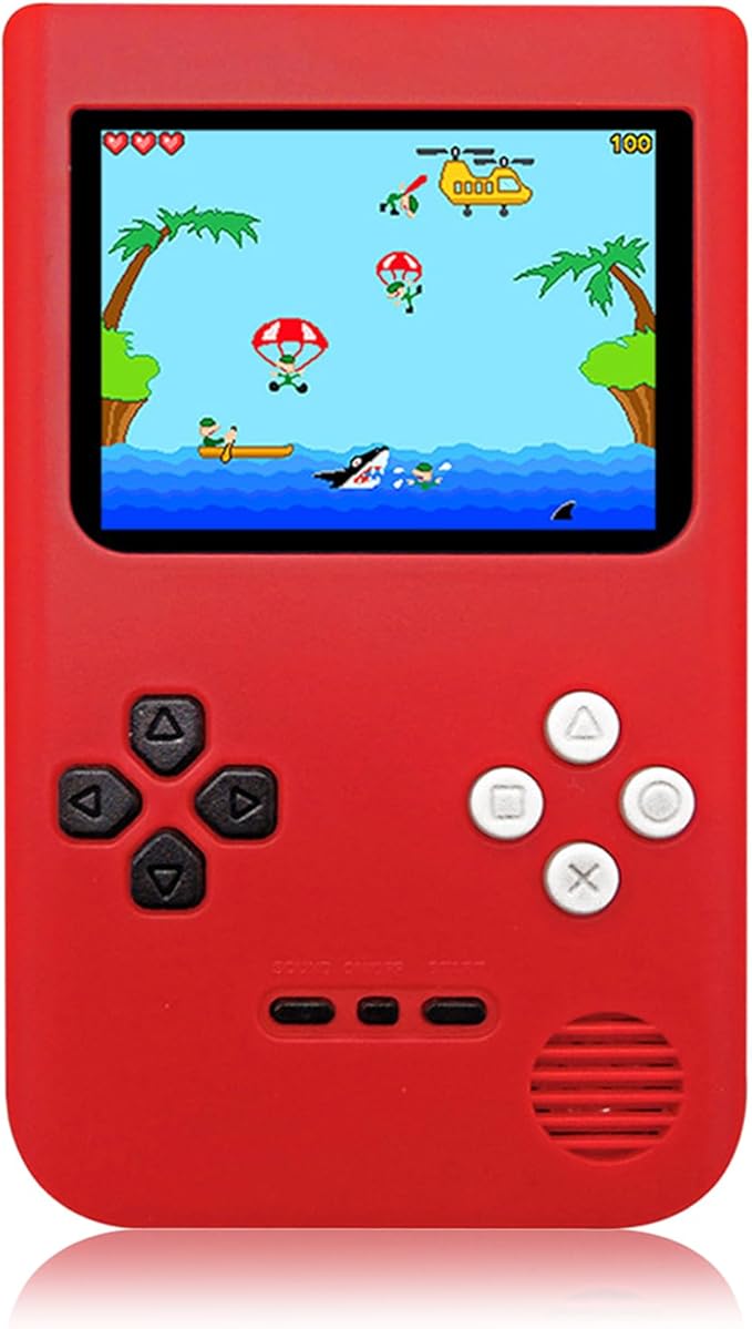 Handheld Game Console -2.4-inch HD Screen, 218 Video Games, Mini Arcade Electronic Toy Birthday Gift, Suitable for Children and Adults, Needs 3 AAA Batteries (Red)