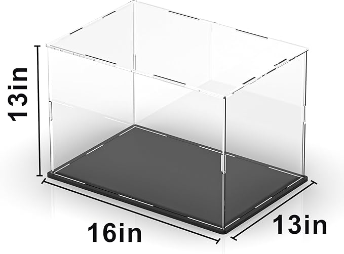Large Display Case for Display, Clear Acrylic Box for Showcase Collectibles Action Figures Home Storage & Organizing Toys, 16" L x 13" W x 13" H