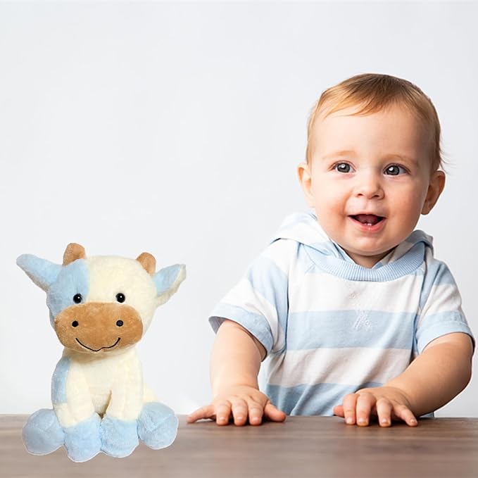 9 inches Cow Stuffed Animal Soft Plush Cute Cow Doll for Boys Girls (Blue Cow)