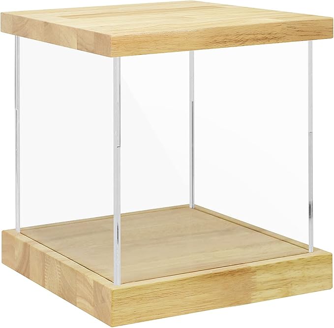 BenchPro Clear Acrylic Display Case for Trophy, Collectibles, Assemble Cube Display Box Stand Dust Proof Protection Showcase for Action Figures Toys. (1.75" & 1" Thick Wood, 12" H x 12" L x 12" D)