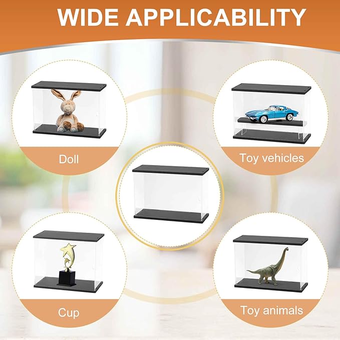MECCANIXITY Clear Display Case, 2 Layer Acrylic Figure Display Case Clear Display Boxes for Collectibles, Figures Model Toys Home Storage(with Square LED Light, 13x5x9 Inch Black Base)