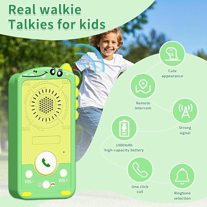 Walkie Talkies for Kids 2 Pack,Valentines Kids Gifts Instant Talker Long Range Chat Mode Talk & Hear at The Same Time Rechargeable Gift for 3-9Years Girls Boy Outdoor,Games, Hiking,Camping