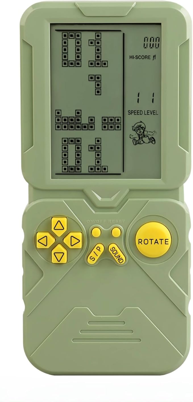4.5-inch Block Retro Game Console Suitable for European/American Players Built-in 23 Games Racing/Tank war Adjustable Difficulty/Speed Gifts for Husbands/Boyfriends/Children Puzzle Toy (Green)