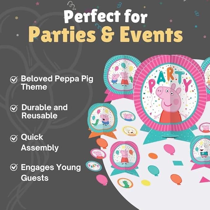 Peppa Pig Confetti Party Centerpiece Kit (Pack of 27) - Vibrant, Colorful & Fun Table Decorations - Ideal for Kids' Birthday Celebrations