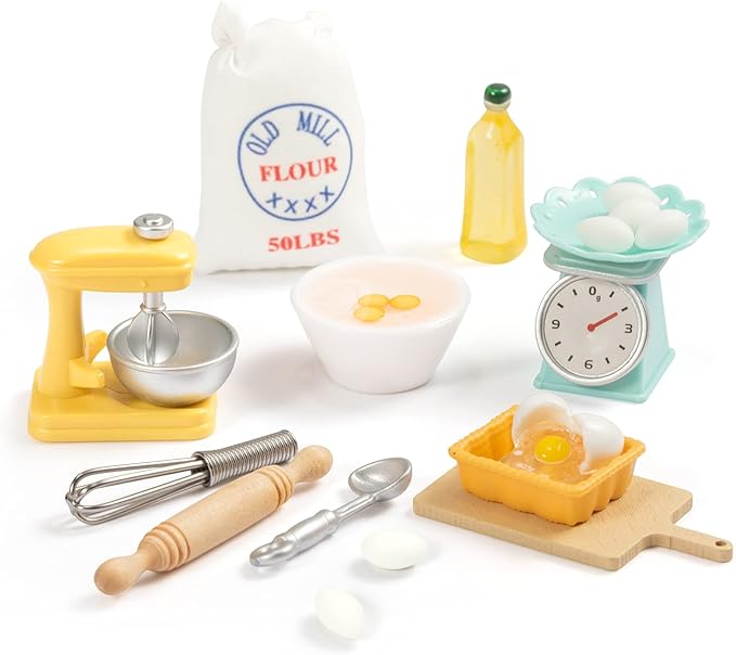 SAMCAMI Miniature Dollhouse Accessories - Dollhouse Furniture 1 12 Scale - Mini Stuff for Dollhouse Kitchen - Stand Mixer, Kitchen Scale, Flour, Rolling pin and Others