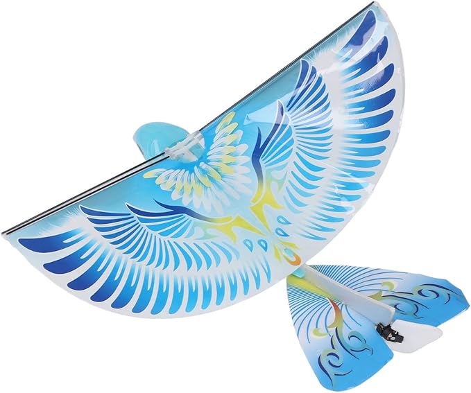 Flying RC Bird Toy 2.4GHz USB Charging LED Flapping Bird for Indoor Outdoor (Blue)