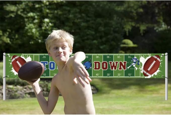 Large Football Themed Birthday Party Banner, Sunday Game Day Sports Fan Supplies, Football Photo Backdrop Hanging Decorations （9.8 x 1.5 ft)