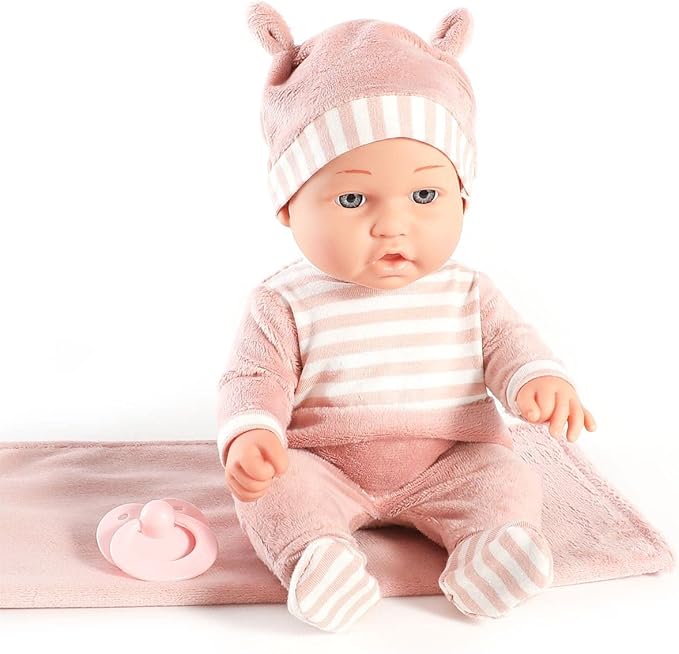 Enjoyin 12'' Baby Doll Playset with Washable Doll Accessories Includes Carrier Bassinet Bed, Pacifier, Blanket, and Pillow, First Baby Dolls for Toddlers 36 Months and Up