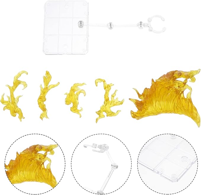 iplusmile Flame Effect Bracket with Action Figure Stand Adjustable Toy Doll Holder for Model Display Stable 3.94 Inch Base for Organizing and Showcasing Action Figures and Collectibles