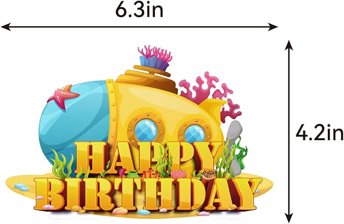 Submarine Party Decorations Submarine Birthday Party Supplies Includes Submarine Happy Birthday Banner Cake Topper Cupcake Toppers Balloons for Ocean Theme Party Baby Shower Decorations