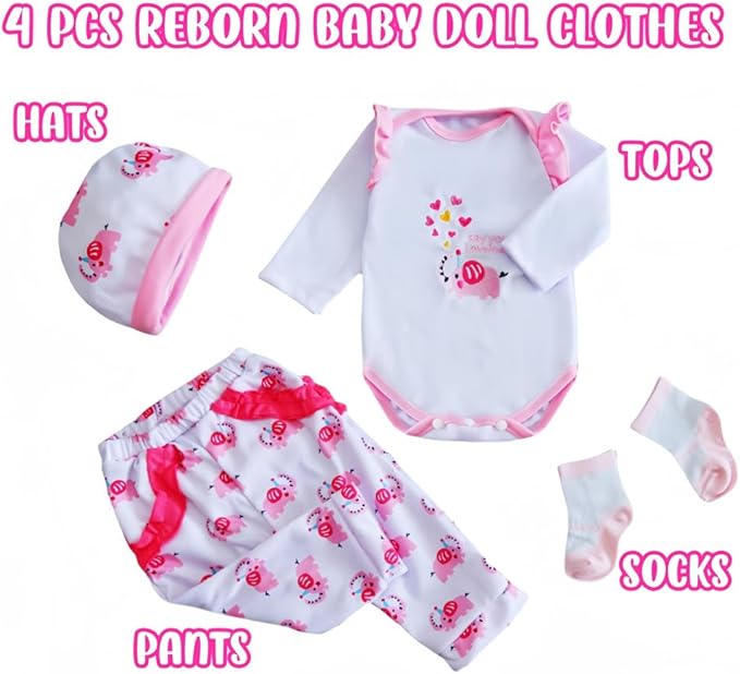 MAIHAO Reborn Baby Doll Clothes for 17-24 Inch Newborn Baby Doll, Baby Dolls Clothes Outfit Accessories fit 17-24 Inch Baby Doll Cute Little Elephant Set
