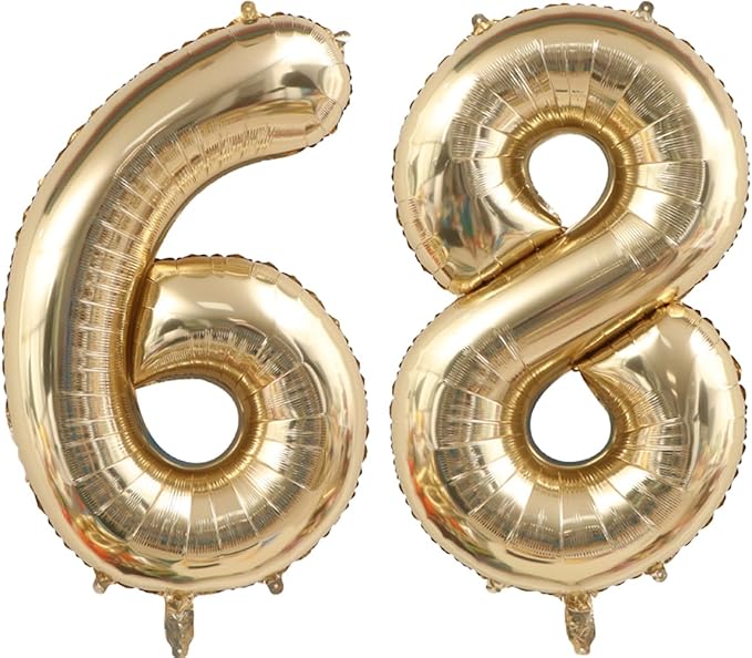 40 Inch Light Gold 68 Number Balloons White Gold Giant 86 Foil Mylar Helium Large Digital Champagne Gold Birthday Numbers Jumbo Balloons 68th or 86th Anniversary Party Decorations Supplies