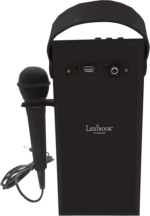 Lexibook iParty - Portable Bluetooth Light Speaker with Microphone, Light Effects, Karaoke, Wireless, USB, SD Card, Rechargeable Battery, Black, BTP180BKZ